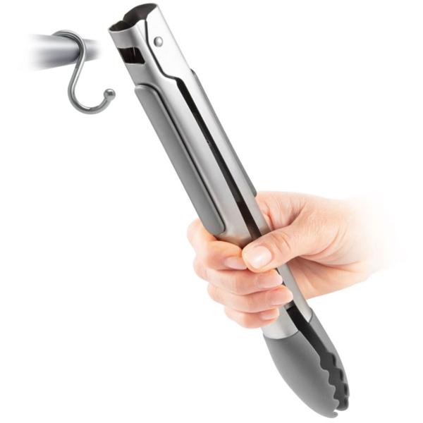 Edelstahl Grill- und Servierzange 34cm: Silikon-Greifer, Verriegelung & Flaschenöffner -Hochwertige Grillzange mit Komfortgriffen. Präzise und sichere Grillarbeit