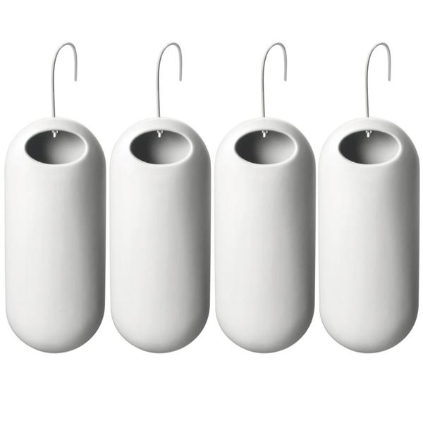 4er-Set Eleganter Keramik-Wasserverdunster: 250ml, matt weiss, 3,5 x 20 x 8 cm - modern & stilvoll für Heizkörper - Optimales Raumklima & Luftbefeuchtung