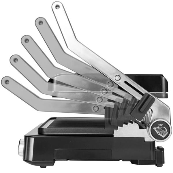 2in1 Premium Tisch- und Kontaktgrill, Edelstahl, Temperaturregler und Kurzzeitmesser, 2000 W, schwarz/silber, 3 Jahre Hersteller Garantie