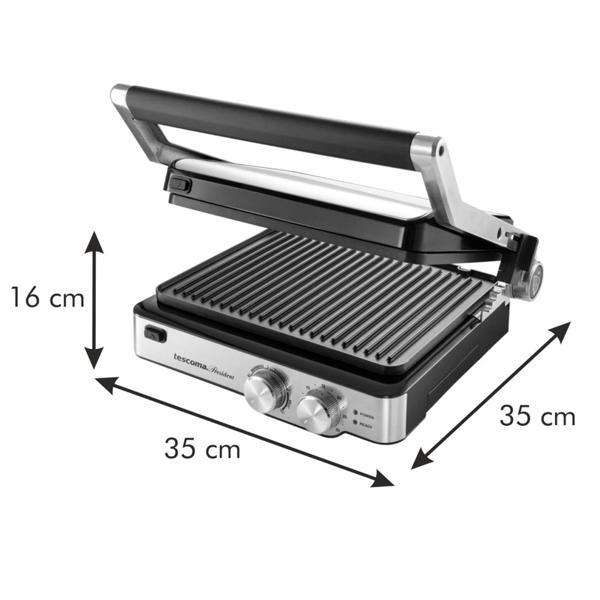 2in1 Premium Tisch- und Kontaktgrill, Edelstahl, Temperaturregler und Kurzzeitmesser, 2000 W, schwarz/silber, 3 Jahre Hersteller Garantie