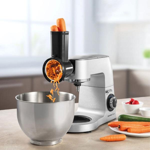 Profi-Edelstahl Küchenmaschine 1500W mit 6L Schüssel – Standmixer inkl. Fleischwolf, Raspel, Mixer & Rührbesen – 3 Jahre Garantie