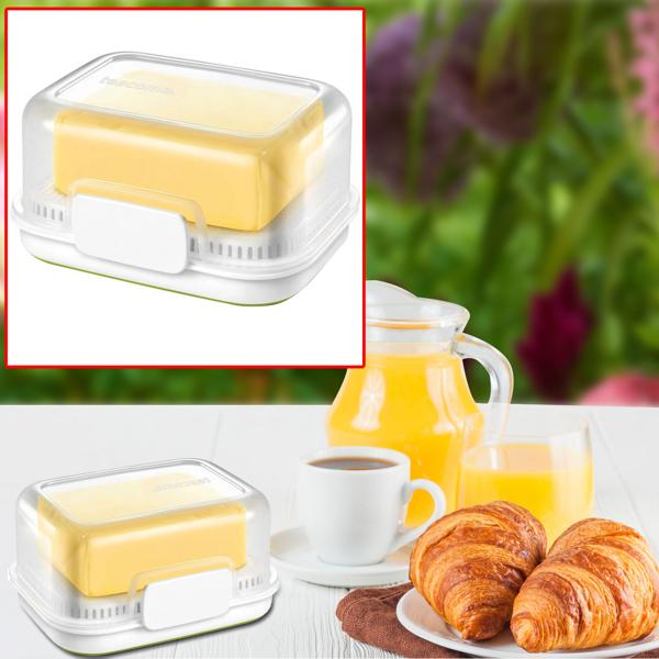 Butterdose mit Wasserkühlung - hält Butter streichzart & frisch bei Zimmertemperatur - transparenter Deckel - nanoCARE-Technologie - 11.5x7.5x15cm