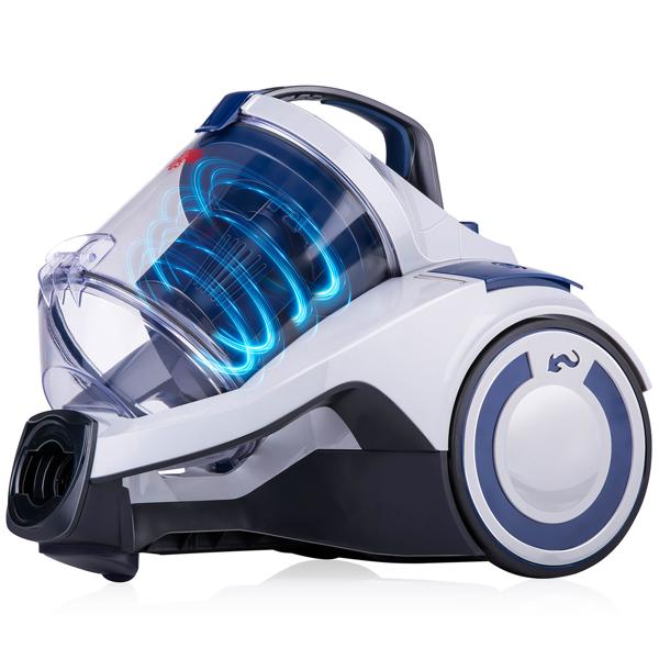 Kraftvoller Zyklonstaubsauger (700W) von Dirt Devil: Beutelloser Staubsauger mit 2,7L Staubbehälter, HEPA-Filter & Zubehör – weiß-blau