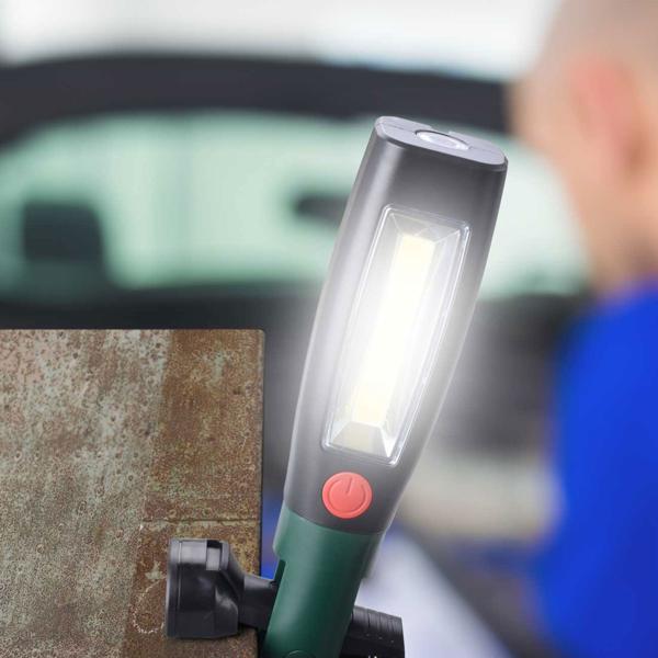 2er-Set LED Arbeitslampe 2in1 - Magnetfuss & 360° drehbarer Haken - 250 Lumen Arbeitslicht - 50 Lumen Taschenlampe - IP20 Schutzklasse