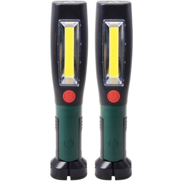 2er-Set LED Arbeitslampe 2in1 - Magnetfuss & 360° drehbarer Haken - 250 Lumen Arbeitslicht - 50 Lumen Taschenlampe - IP20 Schutzklasse