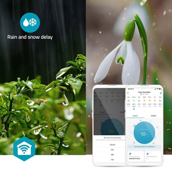 Smarter 2-Wege-Wasserverteiler mit Timer-per App & manuell steuerbar, anthrazit-grau, intelligentes Bewässerungssystem für optimale Gartenbewässerung