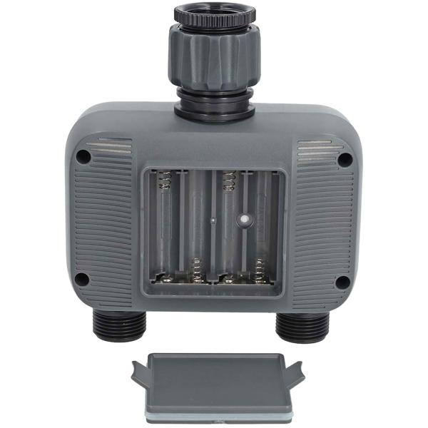 Smarter 2-Wege-Wasserverteiler mit Timer-per App & manuell steuerbar, anthrazit-grau, intelligentes Bewässerungssystem für optimale Gartenbewässerung