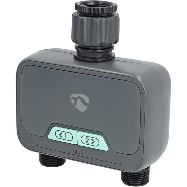 Smarter 2-Wege-Wasserverteiler mit Timer-per App & manuell steuerbar, anthrazit-grau, intelligentes Bewässerungssystem für optimale Gartenbewässerung