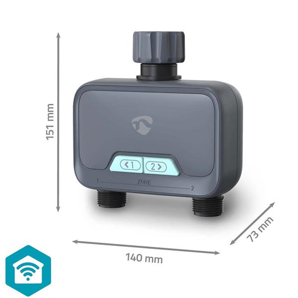Smarter 2-Wege-Wasserverteiler mit Timer-per App & manuell steuerbar, anthrazit-grau, intelligentes Bewässerungssystem für optimale Gartenbewässerung