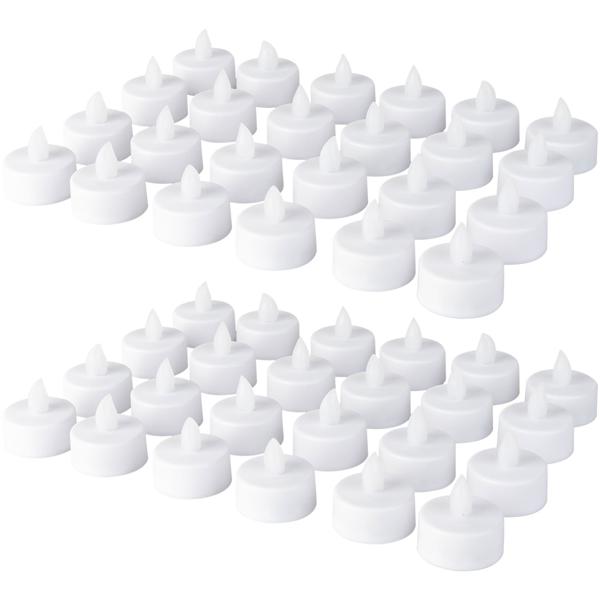 Stimmungsvolle LED-Teelichter (48er-Set) inkl. Batterien (CR2032) : Flackerndes Licht, Batteriebetrieb, für gemütliche Abende & stimmungsvolle Atmosphäre