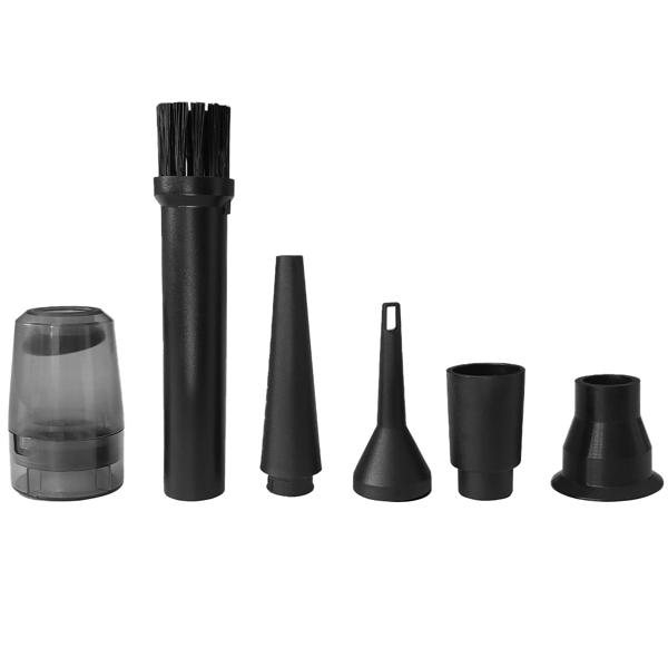 Gründliches Akku Staubgebläse (6,5 kPa, schwarz) mit Saugfunktion & 5 Düsen – für Staub, Krümel, Haare – Tiefenreinigung für jeden Bedarf