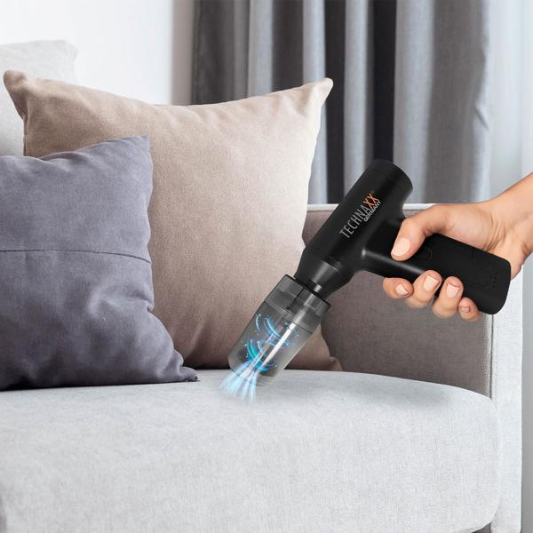 Gründliches Akku Staubgebläse (6,5 kPa, schwarz) mit Saugfunktion & 5 Düsen – für Staub, Krümel, Haare – Tiefenreinigung für jeden Bedarf