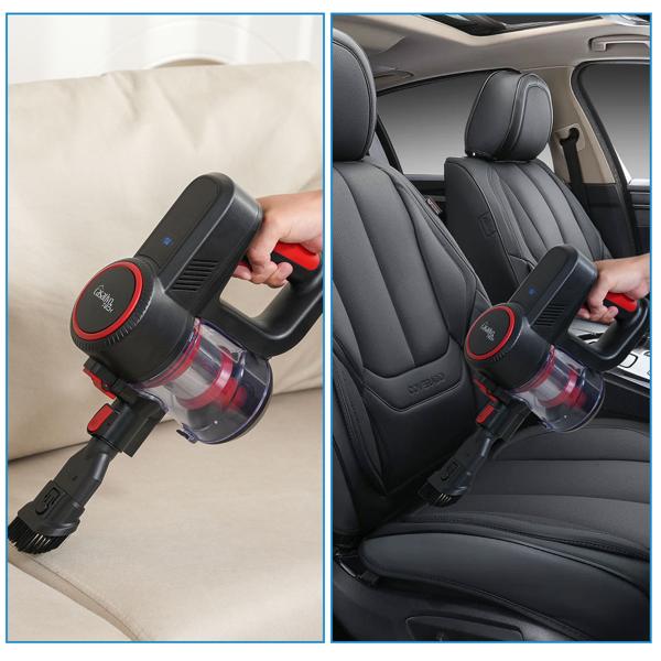 Akku-Handstaubsauger & Bodensauger 2in1 mit Elektrobürste: 18 kPa Saugkraft, beutellos, 2 Modi – Schmutz & Staub einfach verschwinden lassen