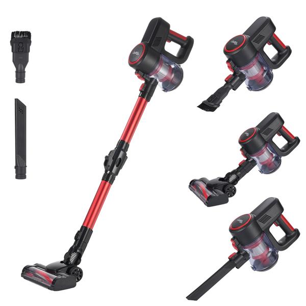 Akku-Handstaubsauger & Bodensauger 2in1 mit Elektrobürste: 18 kPa Saugkraft, beutellos, 2 Modi – Schmutz & Staub einfach verschwinden lassen