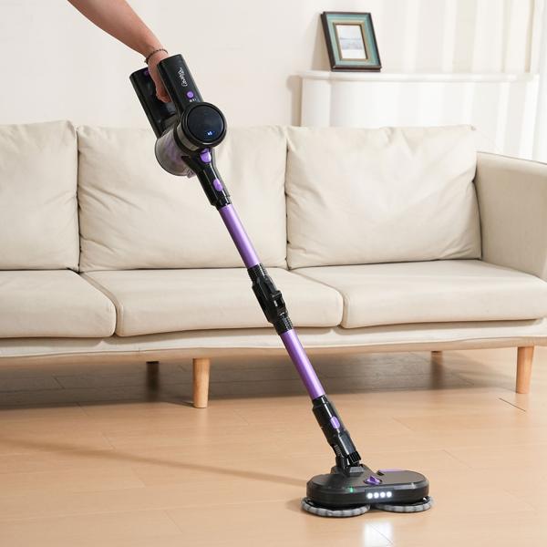 Multifunktionaler 2in1 Akku Staubsauger - Zyklon-Hand- & Bodensauger mit Wischaufsatz, 23 kPa, HEPA-Filter, Alleskönner für makellose Böden