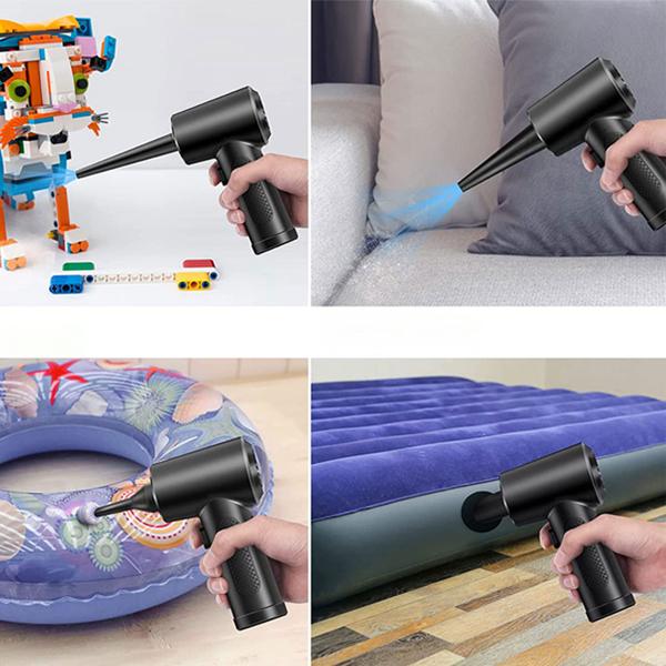 Leistungsstarkes Akku-Druckluftgebläse zum Reinigen & Aufblasen, 7kPa, inkl. 5 Aufsätze, kompakt & vielseitig, ideal für Auto, Haushalt & Outdoor