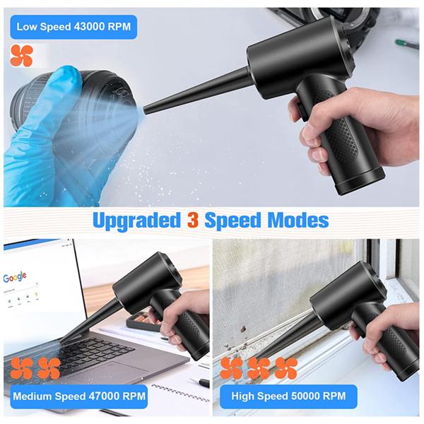 Leistungsstarkes Akku-Druckluftgebläse zum Reinigen & Aufblasen, 7kPa, inkl. 5 Aufsätze, kompakt & vielseitig, ideal für Auto, Haushalt & Outdoor