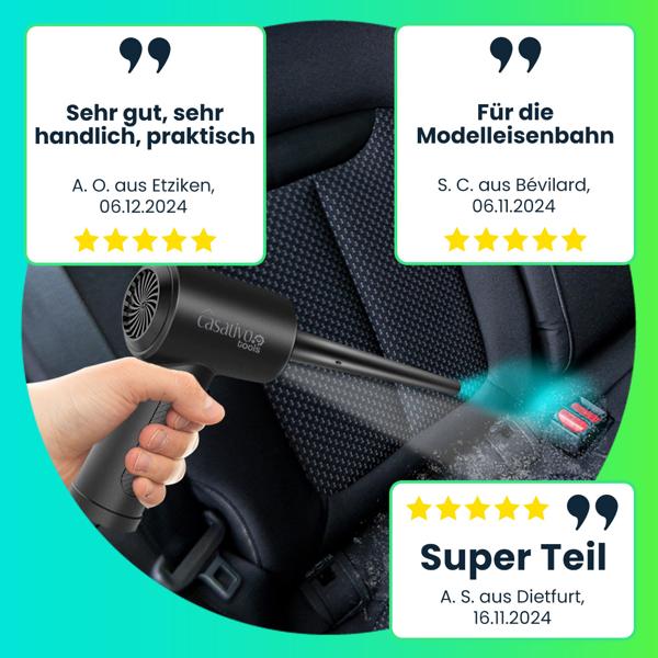 Leistungsstarkes Akku-Druckluftgebläse zum Reinigen & Aufblasen, 7kPa, inkl. 5 Aufsätze, kompakt & vielseitig, ideal für Auto, Haushalt & Outdoor