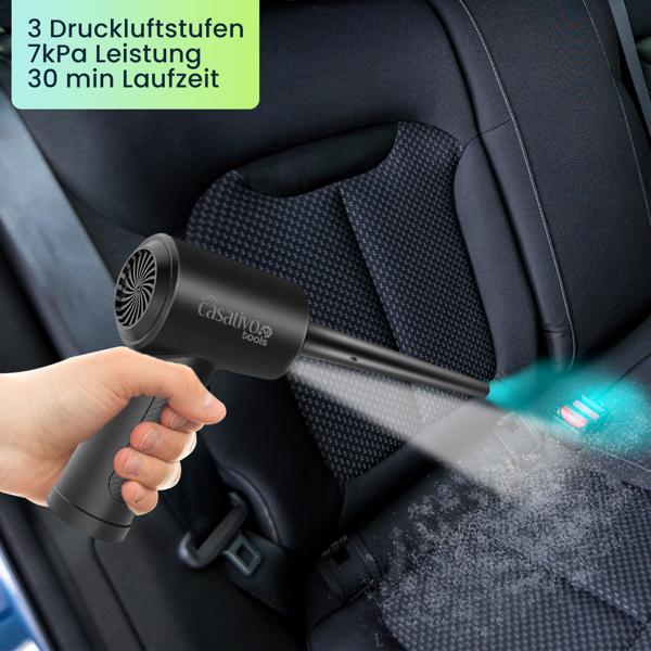 Leistungsstarkes Akku-Druckluftgebläse zum Reinigen & Aufblasen, 7kPa, inkl. 5 Aufsätze, kompakt & vielseitig, ideal für Auto, Haushalt & Outdoor