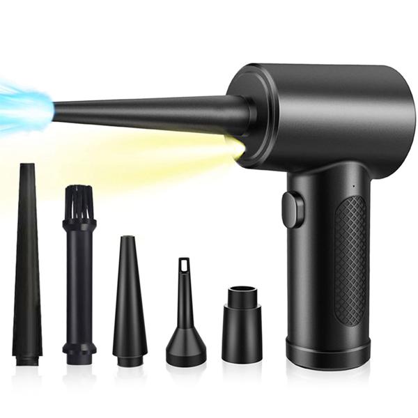 Leistungsstarkes Akku-Druckluftgebläse zum Reinigen & Aufblasen, 7kPa, inkl. 5 Aufsätze, kompakt & vielseitig, ideal für Auto, Haushalt & Outdoor