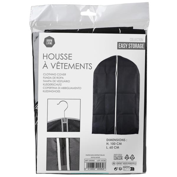 Kleiderhülle schwarz 100x60cm - Staubfreie & geruchsneutrale Polyester Aufbewahrung für Hemden Anzüge Kleider - Schutz auf Reisen & im Kleiderschrank