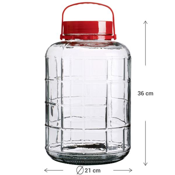 2er-Set Vorratsglas mit Henkel - 10L Weithalsglas für sichere Lebensmittelaufbewahrung & Fermentieren von Obst/Gemüse - Ø 21x36 cm