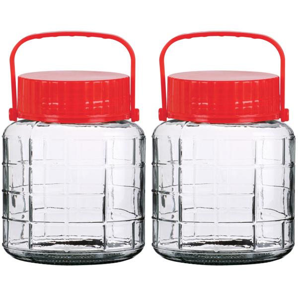 2er-Set Vorratsglas Weithalsglas 1 Liter mit Henkel - Lebensmittel hygienisch lagern - 2 Verschlusskappen - Fermentierglas Einmachglas Gurkenglas
