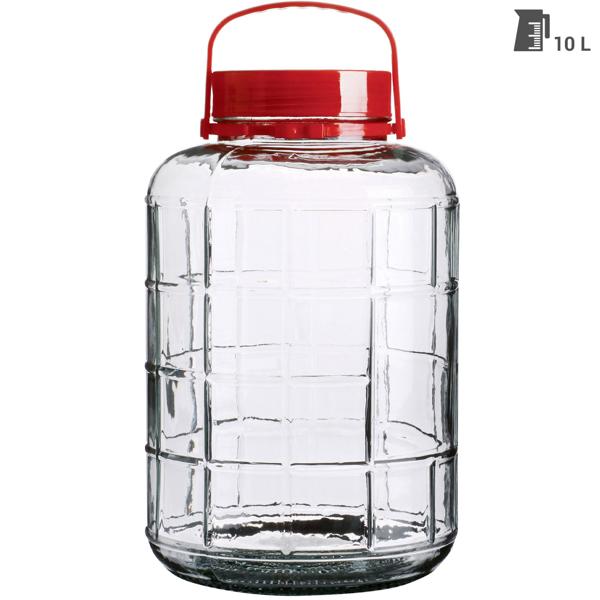 Vorratsglas Set mit Henkel, 4-teilig, Weithalsgläser, 10, 5, 3, und 1 Liter