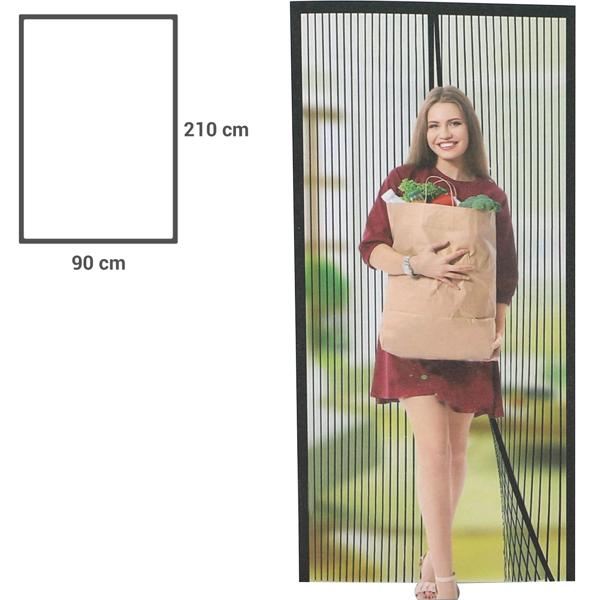 Fliegennetz-Türvorhang mit Magnetverschluss, 210x90cm, schwarz-transparent – Schutz vor Fliegen, Mücken & Wespen, einfache Montage ohne Bohren