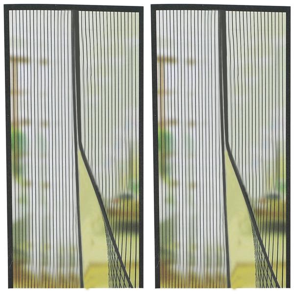 2er-Fliegennetz-Türvorhang mit Magnetverschluss, 210x90cm, schwarz-transparent – Schutz vor Fliegen, Mücken & Wespen, einfache Montage ohne Bohren