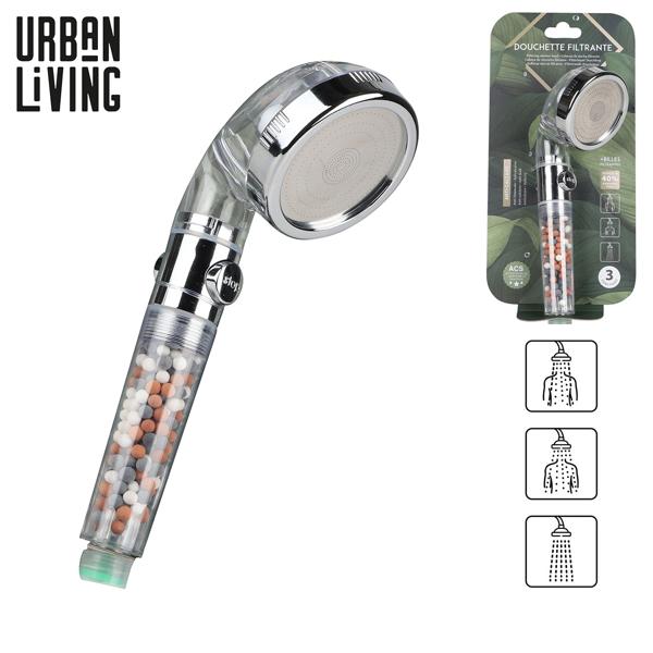 Wasserspar-Duschbrause - 40% Wasserersparnis- bioaktive Filtersteine für gesundes Haar & Haut - 3 Strahlarten & Stopp-Knopf - Einfache Installation