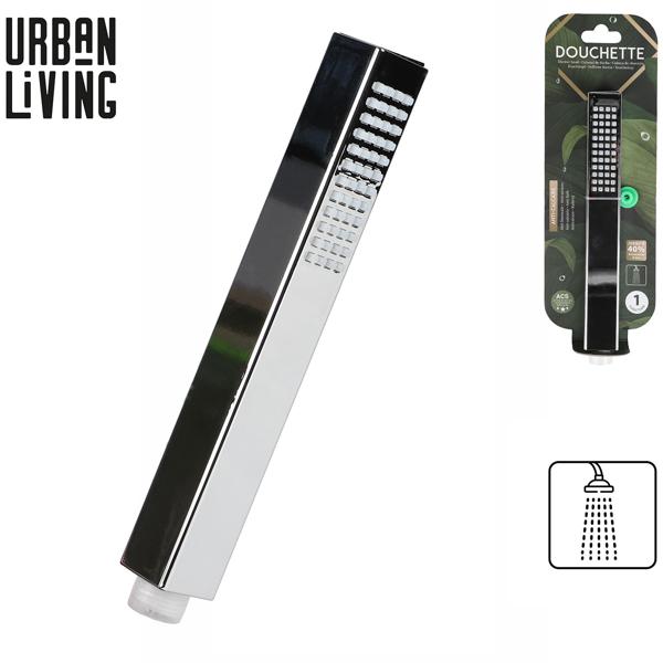 Wasserspar-Handbrause eckig - Anti-Kalk-Funktion & 40% Wasserersparnis - ABS/POM Kunststoff, Silber - Einfache Montage, optimales Duscherlebnis