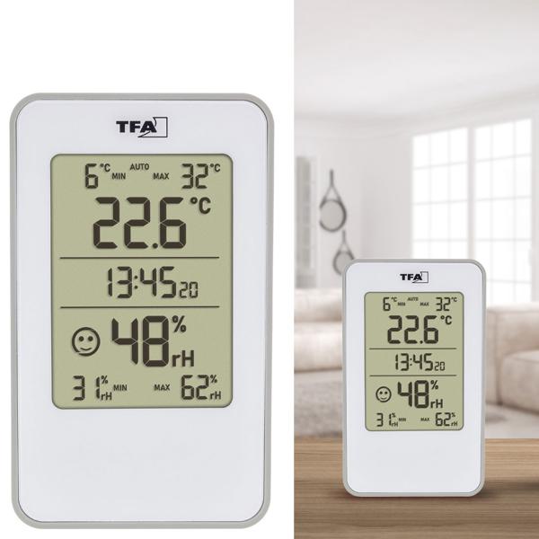 Digitales Thermo-/Hygrometer für Innenräume - Komfortzonen-Anzeige, präzise Messung von Temperatur & Luftfeuchtigkeit (10-99% / -10-60°C) - Grosses Display