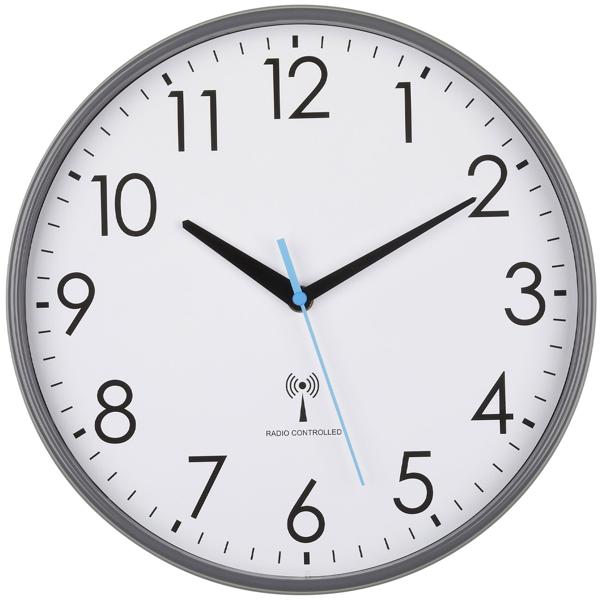Analoge Funk-Wanduhr Ø 30 cm - präzise Zeitanzeige mit automat. Sommer/Winterzeit Umstellung - Schwarz/Weiss batteriebetrieben für alle Räume