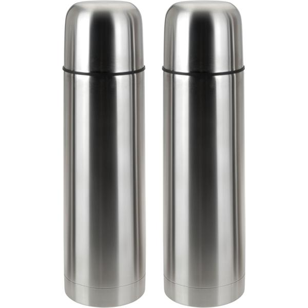 2er-Set Vakuum-Isolierflasche Edelstahl 0,5l - Hält Heissgetränke bis zu 6 Std. warm - Mit Becher im Deckel - Für Kaffee, Tee, Camping & Reisen