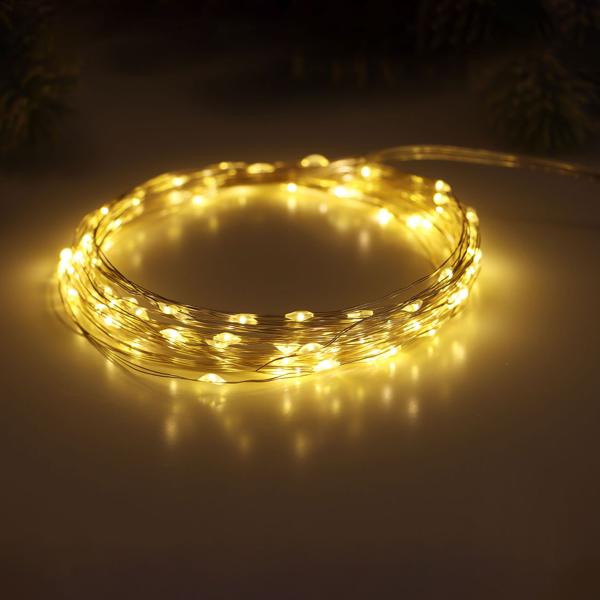 LED-Micro-Lichterkette 5m – 100 warmweisse LEDs, batteriebetrieben – flexibel, langlebig & stimmungsvoll – ideal zur Weihnachtsdekoration