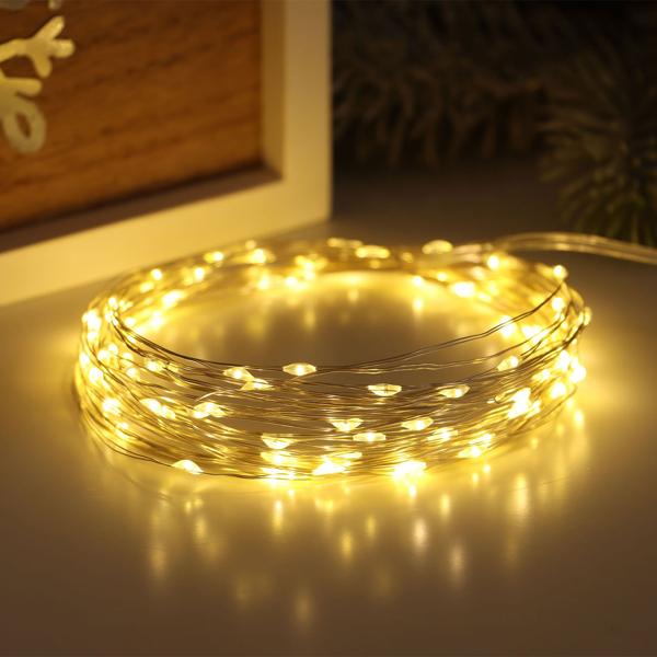 LED-Micro-Lichterkette 5m – 100 warmweisse LEDs, batteriebetrieben – flexibel, langlebig & stimmungsvoll – ideal zur Weihnachtsdekoration