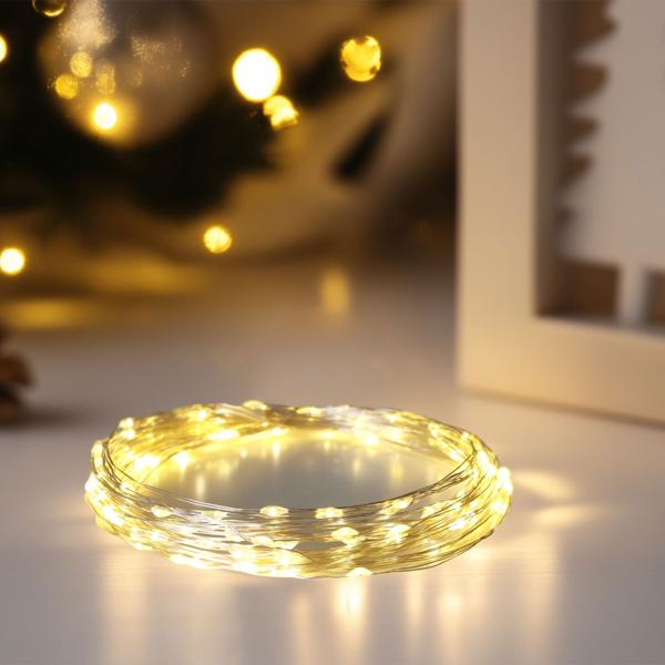 LED-Micro-Lichterkette 5m – 100 warmweisse LEDs, batteriebetrieben – flexibel, langlebig & stimmungsvoll – ideal zur Weihnachtsdekoration