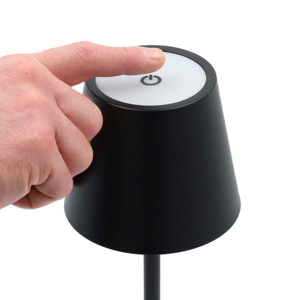 Premium LED Tischlampe Akkubetrieben Schwarz – Touch-Dimmer, IP44, Outdoor & Indoor, Stilvoll & Praktisch