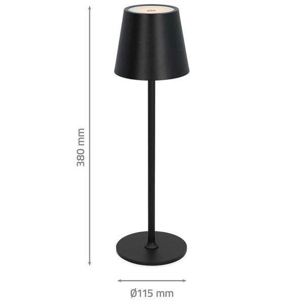 Premium LED Tischlampe Akkubetrieben Schwarz – Touch-Dimmer, IP44, Outdoor & Indoor, Stilvoll & Praktisch