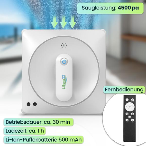 Fensterputz-Roboter mit 4-fach-Sprüher & Fernbedienung – Automatischer Fensterreiniger, bürstenloser Motor & 4500 Pa Saugleistung