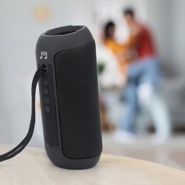Bluetooth Lautsprecher schwarz - Tragbarer Speaker mit Mikrofon & FM-Radio - 10h Spielzeit - TWS - via USB, Micro-SD, Aux-In - Bluetooth 5.3, 1800mAh Akku