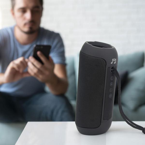 Bluetooth Lautsprecher schwarz - Tragbarer Speaker mit Mikrofon & FM-Radio - 10h Spielzeit - TWS - via USB, Micro-SD, Aux-In - Bluetooth 5.3, 1800mAh Akku