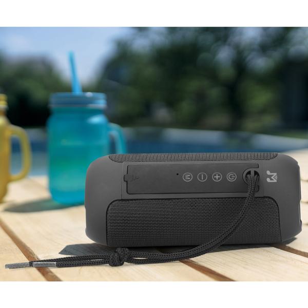 Bluetooth Lautsprecher schwarz - Tragbarer Speaker mit Mikrofon & FM-Radio - 10h Spielzeit - TWS - via USB, Micro-SD, Aux-In - Bluetooth 5.3, 1800mAh Akku