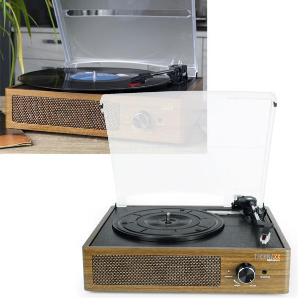 Retro-Plattenspieler mit Bluetooth: Digitalisier-Funktion & integrierte Lautsprecher. Stilvoller Schallplattenspieler für modernen Vinyl-Genuss