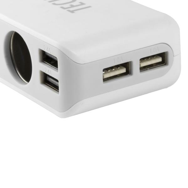 Autoladegerät KFZ-Adapter - 3x Zigarettenanzünder & 4x USB-A Ports - 120W Max - 1m Kabel - Überspannungsschutz - Auto, SUV, Van