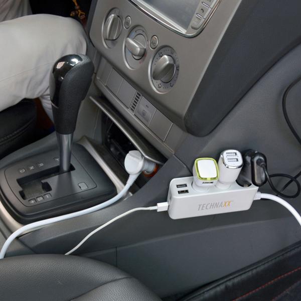 Autoladegerät KFZ-Adapter - 3x Zigarettenanzünder & 4x USB-A Ports - 120W Max - 1m Kabel - Überspannungsschutz - Auto, SUV, Van