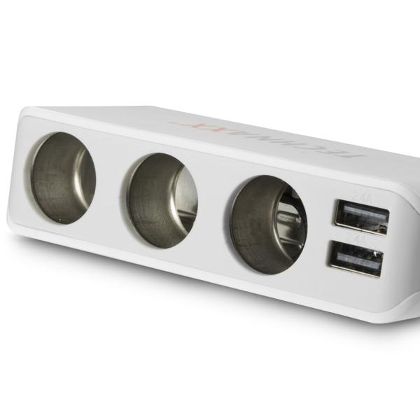 Autoladegerät KFZ-Adapter - 3x Zigarettenanzünder & 4x USB-A Ports - 120W Max - 1m Kabel - Überspannungsschutz - Auto, SUV, Van