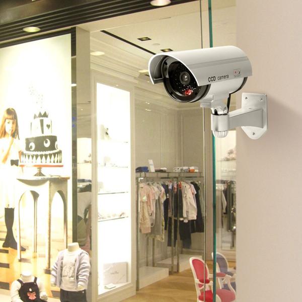 2er-Set Realistische Überwachungskamera Attrappe: Signal-LED, Dummy, Grau, 17x21x8cm – Einfache Montage, abschreckende Wirkung für mehr Sicherheit