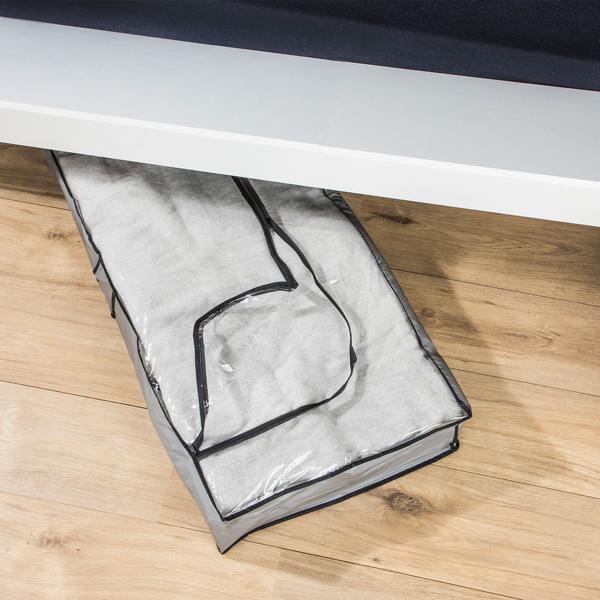 Unterbettkommode transparent – Platzsparend, faltbar & staubdicht für Kleidung, Bettwäsche – 102x45x15cm – PEVA-Material mit Reissverschluss & Griff